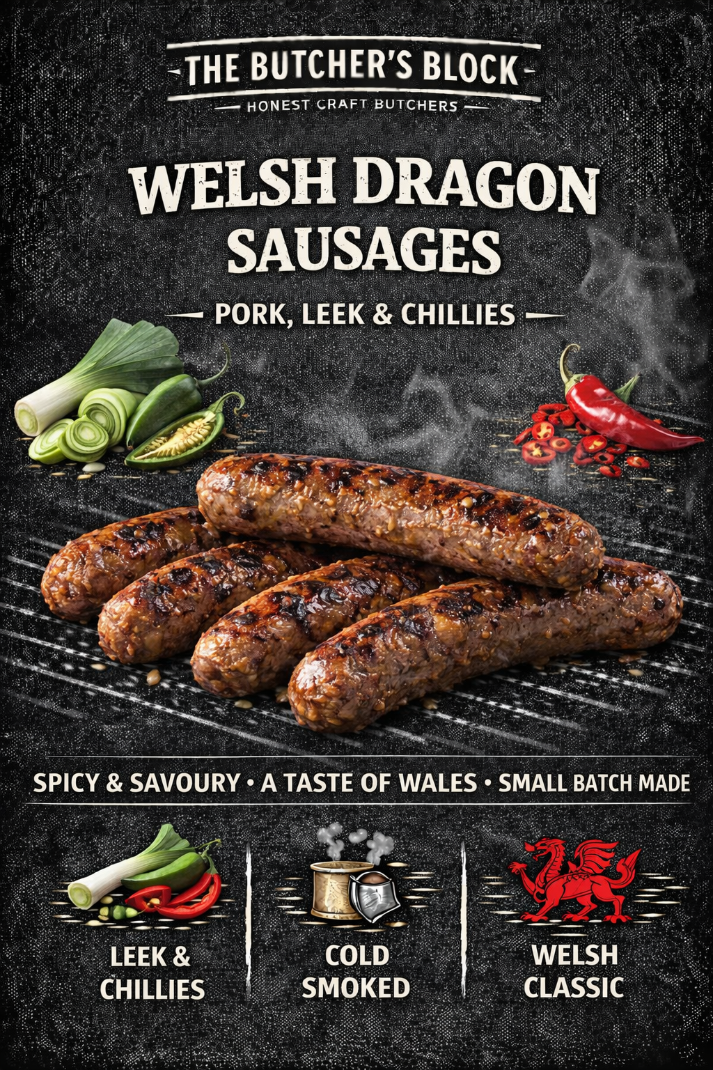 Welsh Dragon Sausage - Net Weight 800g